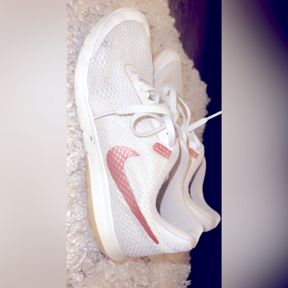 White and rose gold check Nikes!